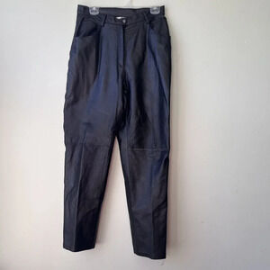Black Leather High-Waisted Pants By Newport News Best Of Europe Size‎ 14